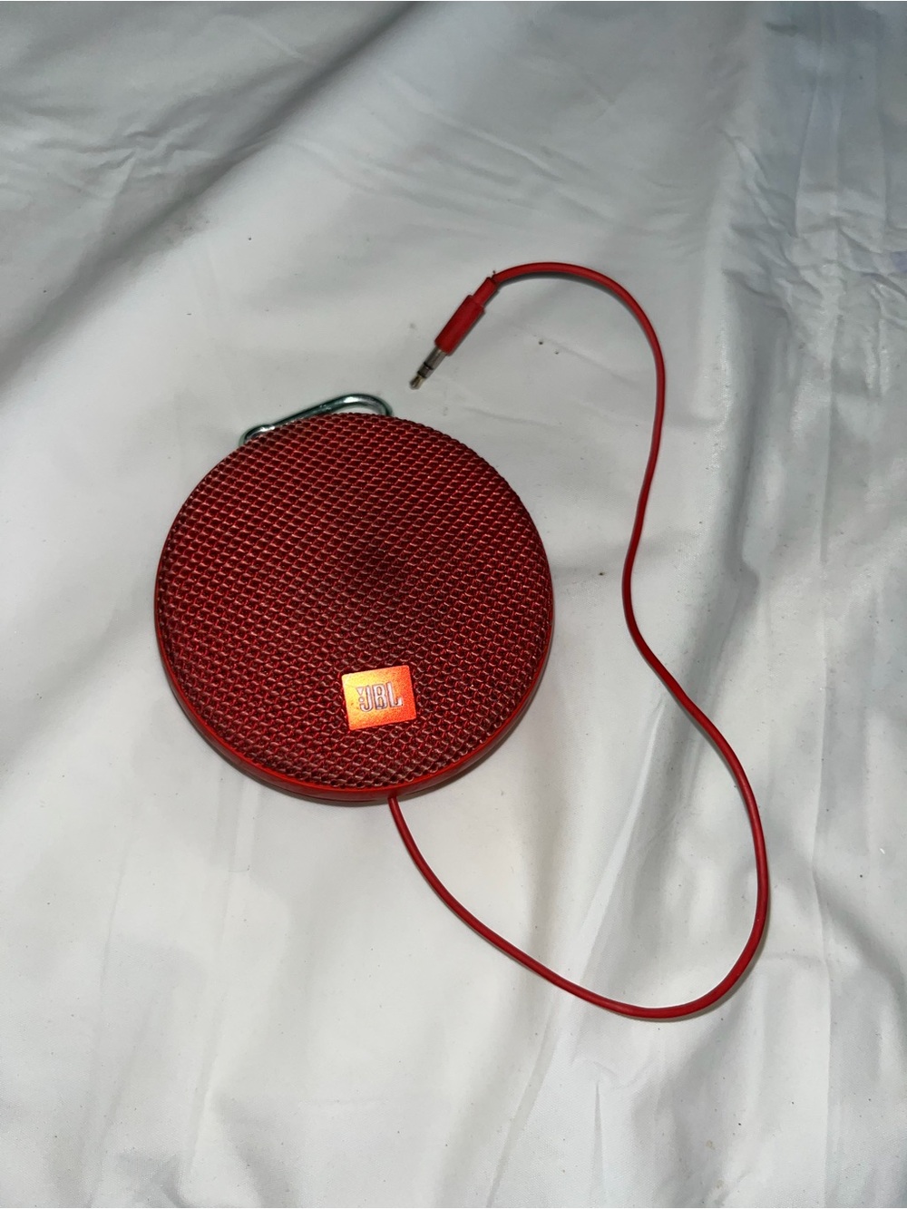 JBL Red Round Portable Speaker with Wired Aux